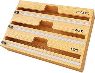 Spaceaid Rabbit 3 -in -1 packaging organizer with cutter, labels and plastic film, bamboo waxing aluminum paper distributor for storage of the kitchen, 12 -inch roller organizer (natural).. Your ideal shopping companion, DIAYTAR NIGERIA offers unmatched variety with delivery within a week.