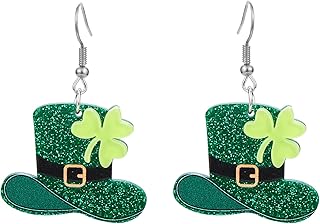 Holy Patrick earrings in acrylic, Irish clover, hanging earrings, green clover, for women and girls, St Patty jewelry gift.. DIAYTAR NIGERIA: The marketplace that brings affordable products to every Nigerian home in under 8 days.