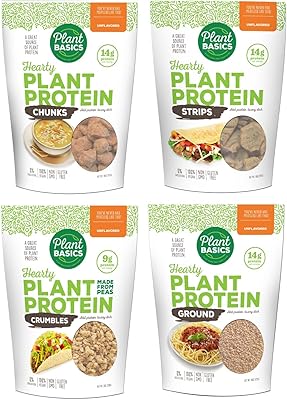 Plant basics - Auto vegetable proteins - varied pack (package of 4), GMO -free, gluten -free, fat in fat, sodium low, vegan, meat substitute.. DIAYTAR NIGERIA: Where smart shoppers find everything they need at prices they can afford.