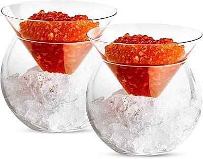 COOK CAOK CAVIAR Glass Service With Ice Support for Shrimp, Aperitifs, Liqueurs, Martinis and Cocktails, Dishwasher, Bol of 140 ml, Lot of 2.. Shop from anywhere in Nigeria and receive your DIAYTAR purchases at affordable prices within a week.