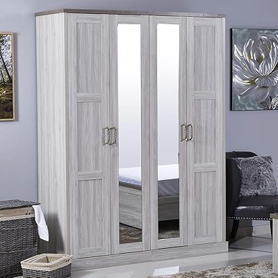 4 -door angelic cabinet with 2 home box mirrors, in engineering wood, size 160 x 57 cm.. Shop smart, shop DIAYTAR - Nigeria's most affordable e-commerce platform with nationwide delivery.