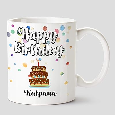 White Ceramic Coffee Cup with Kalpana Name Happy Birthday Huppme - 330 ml.. Discover endless possibilities with DIAYTAR NIGERIA's extensive product range and affordable shipping.