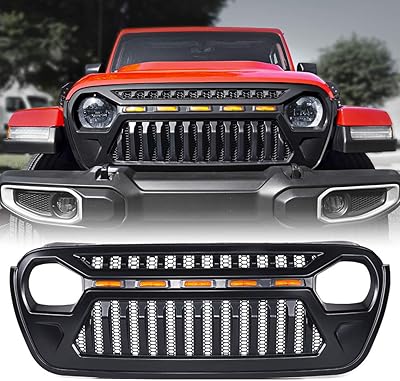 Grille front EXRIET with AMBRÉ LED lights compatible with Jeep WRANGLER JL GT 2018-2021.. Enjoy effortless shopping and speedy delivery with DIAYTAR Nigeria.