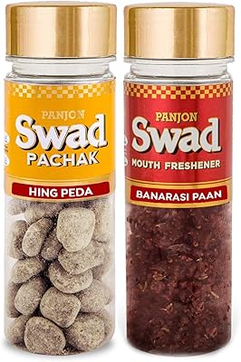 Panjon Swad Hing Peda & Banarasi Paan (Désodorisants Mukhwas) 2 Bouteilles, 220 g.. DIAYTAR NIGERIA makes online shopping accessible with our comprehensive platform and prompt delivery service.
