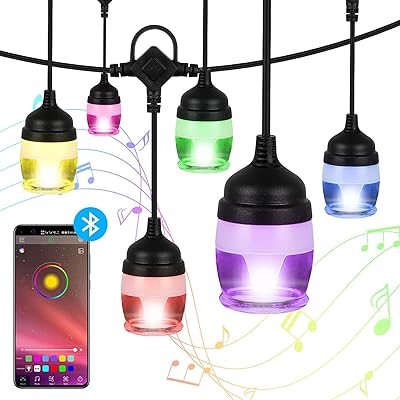 Outdoor luminous garland waterproof LED 16m, intelligent suspension of 11m RGB + warm white, 12 bulbs controlled by Bluetooth, for garden, patio, bedroom, party.. DIAYTAR NIGERIA: Where every purchase is affordable and delivery is always within a week.
