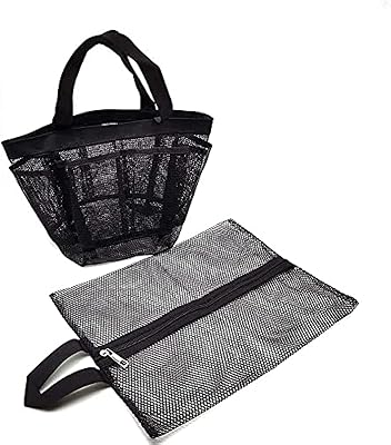 Set of 2 mesh shower bags, portable bathroom, campsite, gym, swimming pool, black, black, black... Experience convenient online shopping on DIAYTAR Nigeria — wide selection and affordable delivery.