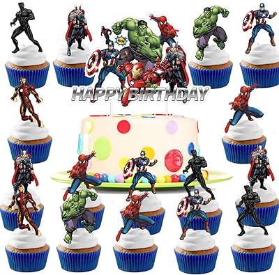 Set of edible decorations for superhero cupcakes-25 pieces of superhero cake decorations for birthday cake decorations.. DIAYTAR NIGERIA: Your affordable marketplace with reliable 5-8 day shipping across Nigeria.
