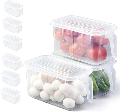 6 -room refrigerator organizers, storage containers of stackable plastic foods with lids and handles for fruits and vegetables, food storage bins going to the freezer, transparent.. DIAYTAR NIGERIA: Empowering Nigerians with access to affordable products and reliable 5-8 day delivery.