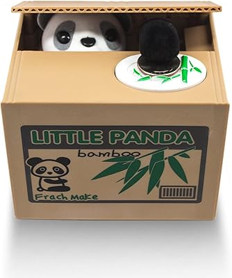 Matney stealing a panda coin, piggy bank, panda bear speaking in English, ideal for all children.. DIAYTAR NIGERIA: Making quality accessible to all Nigerians with affordable prices and quick delivery.