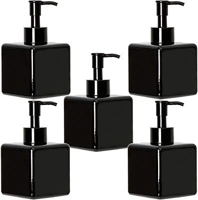 Youngiver batch of 5 black plastic square pump bottles, plastic rechargeable pump bottles to distribute lotion, shampoo and more (8 oz).. DIAYTAR NIGERIA: Where shopping meets satisfaction with affordable prices and reliable 5-8 day shipping.