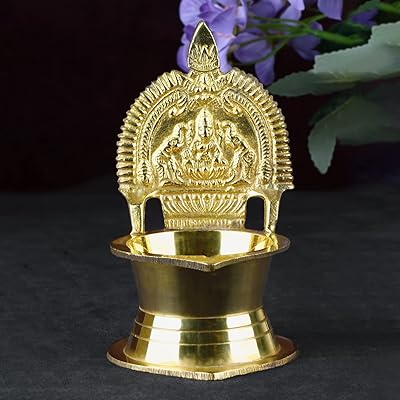 SATTVIK Kamachi Deepam Samai Ashta Lakshmi Brass 4.5 inches oil lamp Hindu Hindu Pu Kamachi Amman Velaku Interior Decoration Indian Puja Puja Gift.. DIAYTAR NIGERIA: Redefining e-commerce with affordable prices and reliable nationwide shipping.