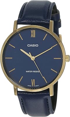 Blue leather Casio watch, MTP-VT01GL-2BUDF, blue model number... Get top brands at bottom prices, only on DIAYTAR Nigeria.