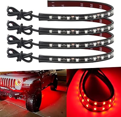 32 cm waterproof LED light strip for car, motorcycle, golf cart, interior and exterior, boat, navy, 12 V 5050 18SMD red led band, lot of 4.. Enjoy stress-free shopping with affordable prices on DIAYTAR Nigeria.