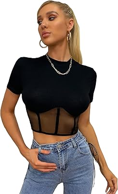 Summer party t-shirt with short sleeves and high georglitter collar for women.. DIAYTAR NIGERIA redefines convenience with our diverse marketplace and affordable nationwide shipping.