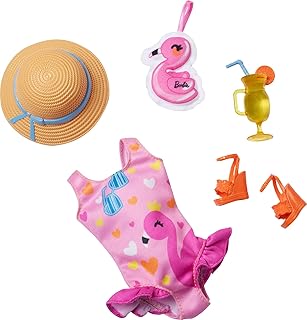 Barbie clothing, 13.5 inch preschool fashion pack, pink flamingo and swimwear with beach accessories, toddler toys.. Shop smarter, not harder with DIAYTAR NIGERIA - thousands of products at your fingertips with affordable delivery.