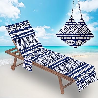 Bonita beach towel cover with side pockets, thick, fast drying, for long chair, sunbathing, garden, beach, hotel, non -slip beach bag (blue).. Experience the DIAYTAR difference with our vast product selection and delivery within 5-8 days.