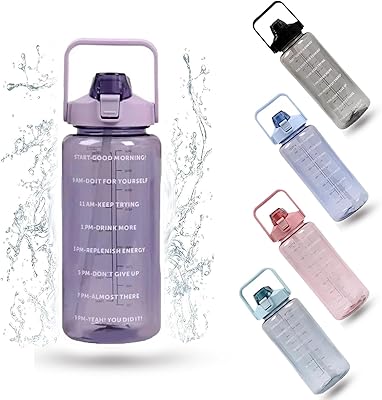 Bottle of 2L water with BPA waterproof straw with time markers for children, perfect for the gym, fitness, sport, picnic (purple).. Transform your shopping experience with DIAYTAR NIGERIA's vast product selection delivered at unbeatable prices.