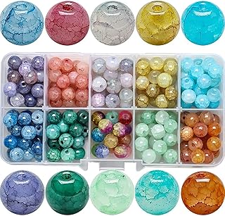 200 pieces of colorful cracked glass pearls, crystal pearls cracked with hole, scintillating chakra beads loose for crafts, jewelry manufacturing, necklaces, bracelets, earrings, mobile phones, gifts from wind carillons.. DIAYTAR NIGERIA transforms desires into deliveries with our affordable prices and dependable shipping.