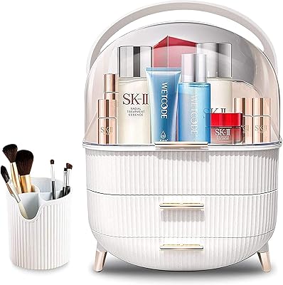 Large cosmetic make-up organizer, cosmetics presentation of dust and water with brushes organizer, suitable for the bathroom table and the bedroom (A-Blanc).. DIAYTAR NIGERIA: Where every search leads to affordable products delivered promptly across Nigeria.
