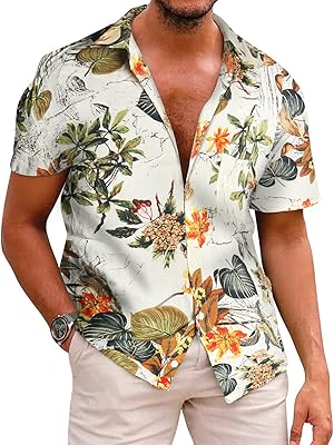 Hawaiian shirt for men, summer beach shirt with floral pattern, short -sleeved buttoned shirt for men.. DIAYTAR NIGERIA: Where shopping is affordable, selection is vast, and delivery is always reliable.