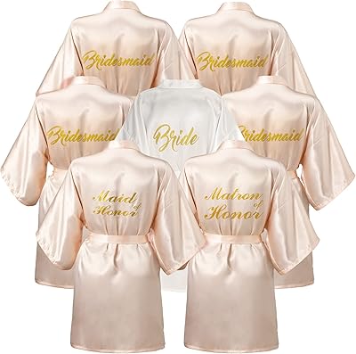 7 pieces of bridesmaid dresses in satin for married wedding festival and honor Kimono bridesmaid dress for wedding party gift.. Experience the DIAYTAR difference with our vast product selection and delivery within 5-8 days.