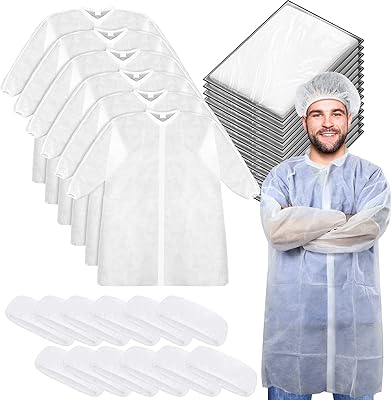 60 pieces-30 sets of laboratory blouses disposables for adults not woven white and cups.. DIAYTAR NIGERIA brings retail convenience to your screen with affordable prices and dependable shipping.