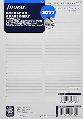 Filofax linguistic agenda A5 Day by page 5 dates 2022, white, 22-68515.. Enjoy effortless shopping and speedy delivery with DIAYTAR Nigeria.
