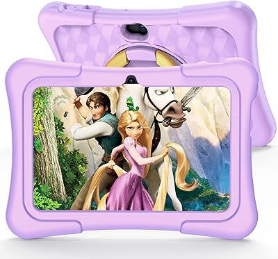Android Brightom tablet for children, 7 inch, 32 GB of ROM, 2 GB of RAM, Wi-Fi, Bluetooth, camera, parental surveillance, games, preinstalled educational applications for children, with children's protective case, Violet.. DIAYTAR Nigeria offers great deals, a huge product variety, and delivery in under a week.