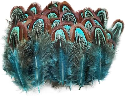 Alykdon 100 pieces of natural pheasant feathers 2-4 inch feathers of feathers for seam, crafts, clothing decoration and accessories - dark pink (blue).. Make shopping fun and stress-free with DIAYTAR Nigeria.