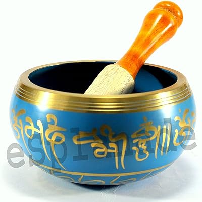 Esplanade - 4 inches - Singing Buddhist Bol Tibetan with battered stick | Ohm Bell | Ohm Bowl | Meditation bowl | music therapy (blue).. Shop confidently on DIAYTAR Nigeria — everything you need, delivered quickly.