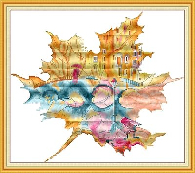 Maydear cross stitch kits, full embroidery set for beginners, DIY 11CT 3 strands - City in a maple leaf 18.5 x 16.5 inches.. Experience the power of choice with DIAYTAR NIGERIA's vast catalog and affordable 5-8 day delivery.