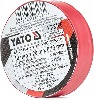 Yato insulating ribbon 19mm x 10m Red Color Yato Yto Yt-8166.. Enjoy a hassle-free shopping experience with DIAYTAR Nigeria, where products are categorized for your convenience and delivery is always on time.
