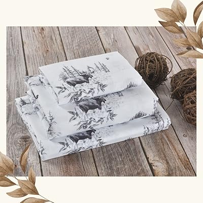 Rustic bed set Amagi Lodge Canvasy Moss Forest Sketch with pillowcase - 4 -piece bed set queen size with 2 pillowcases.. Experience shopping satisfaction with DIAYTAR NIGERIA's vast selection and budget-friendly delivery options.