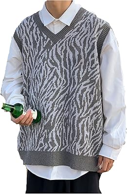 Zirrfa Vests For Men, Men Sweater Zebrum Striped Zebrum Sweaters in Bulk Male All-Match Fashion Dettleed V-style Korean Sweet Streetwear (Size: XXL).. DIAYTAR NIGERIA: Nigeria's answer to affordable online shopping with reliable 5-8 day delivery guarantee.