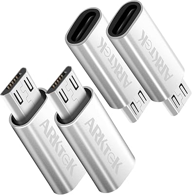 Micro USB Arctic adapter - Micro USB (male) to type C (female) converter with 56K resistant data synchronization and charging adapter for Galaxy S7 and LG G4 Nexus (4, silver pack).. Experience the ease of digital shopping with DIAYTAR NIGERIA's affordable and diverse marketplace.