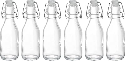 Set of 6 8 oz hermetic glass bottles with cap.. DIAYTAR NIGERIA: Your trusted e-commerce partner with extensive product choices and affordable delivery.