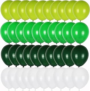 Party Time - 40 green and white latex balloons with confetti for party supplies on the theme of the Safari jungle and wild birthday decorations, balloons kit (10 inches).. DIAYTAR NIGERIA: Where affordability meets variety, with thousands of products delivered in less than 8 days.
