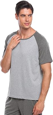 Set of short -sleeved javist pajamas for men, set of soft raglane cotton pajamas to the knees, set of relaxed leisure pajamas, gray.. DIAYTAR NIGERIA: Your partner in affordable e-commerce with dependable delivery across Nigeria.