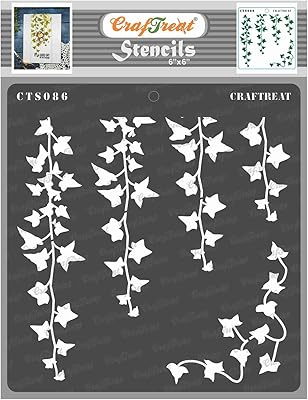 Craft Treat Ivy stencil for wood paint, canvas, paper, fabric, floors, walls and tiles - suspended ivy, 6 x 6 inches, art and craft stencil - Stencil and nature stencil.. DIAYTAR NIGERIA: Where shopping is affordable, selection is vast, and delivery is always reliable.