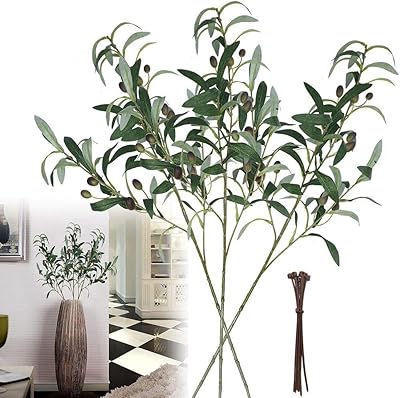 Artificial green plants and olive branches False stems of plants green leaves fruit branches leaves for the house, the desk and the exterior - Crown decoration 28 inches (3 pieces).. More than a store — DIAYTAR Nigeria is your shopping partner.