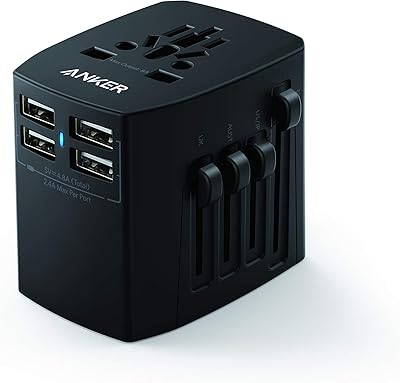 Anker universal travel adapter with 4 USB ports, interchangeable charger, for iPhone xs/xs max/xr/x/8, Galaxy S8/Note 3, iPad Air 2/Mini and Plus.. DIAYTAR NIGERIA: Where shopping dreams become reality with budget-friendly prices and prompt delivery.