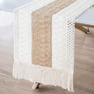 Table runner in natural jute canvas in macramé cotton path bohemian style with fringes.. DIAYTAR NIGERIA transforms desires into deliveries with our affordable prices and dependable shipping.