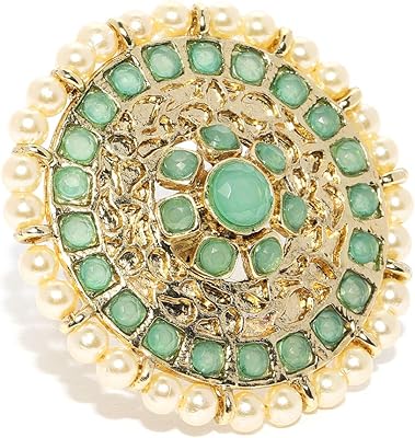 Non -precious metal ring for women zafiri pearls (green, zpfk9147), metal, without precious stones.. DIAYTAR NIGERIA delivers value, variety, and convenience with our nationwide 5-8 day shipping.