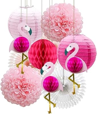 Tropical pink honeycomb festival decorations, paper pompom flowers (11 pieces).. No hidden costs, no long delays — just DIAYTAR Nigeria convenience.