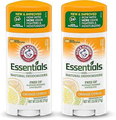 Deodorant Arm & Hammer Essentials - Orange citrus - Solid oval - Made with natural deodorants - Aluminum, parabenus and phthalate, 2.5 oz (pack of 2).. Experience the convenience of one-stop shopping with DIAYTAR NIGERIA's diverse and affordable marketplace.