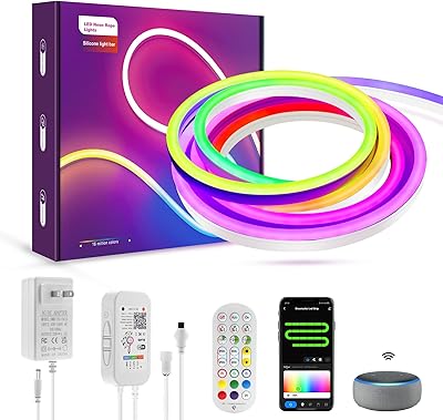 LUXONIC 10FT/3M Intelligent neon LED light strip, WiFi WIFI READ Waterproofing rope lights, music synchronization, DIY design, works with Alexa, Google Assistant, for decoration of light room room room lights decoration.. DIAYTAR NIGERIA: Bringing quality products to your doorstep at prices that won't break the bank.