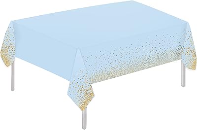 Plastic tablecloth with dots for rectangular table, size 54 "x 72", disposable tablecloth for weddings and birthday parties (blue and gold).. You deserve better shopping — choose DIAYTAR Nigeria today.