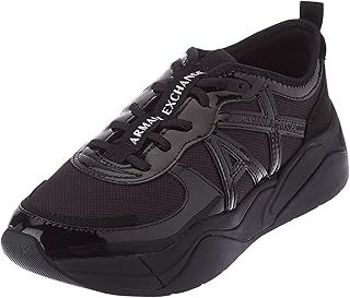Armani Exchange black racing sneakers for women, black.. DIAYTAR NIGERIA brings the market to your fingertips with affordable prices and swift delivery services.