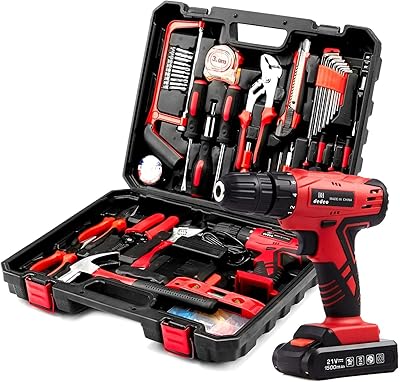 Set of tools with wireless drill, set of household electric tools with manual tools for the home and the office, set of drills with AA battery, 2 -year charger and warranty - Red.. Enjoy deals you can’t resist and delivery you can trust — DIAYTAR Nigeria.