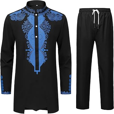 Ynd together two pieces and African clothes and dashiki pants, golden printed shirt, gold.. Shop with intention at DIAYTAR NIGERIA, offering thousands of products at budget-friendly prices.